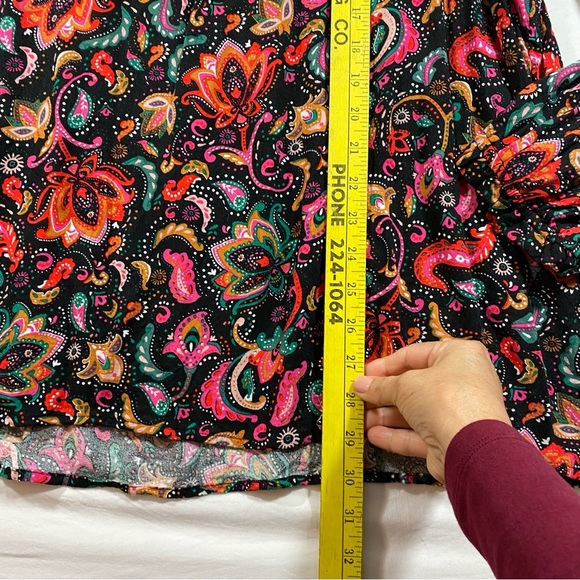 Croft & Barrow Blouse Woman’s 3Extra Large Tiered Floral Long Sleeve Top Red - Picture 7 of 10